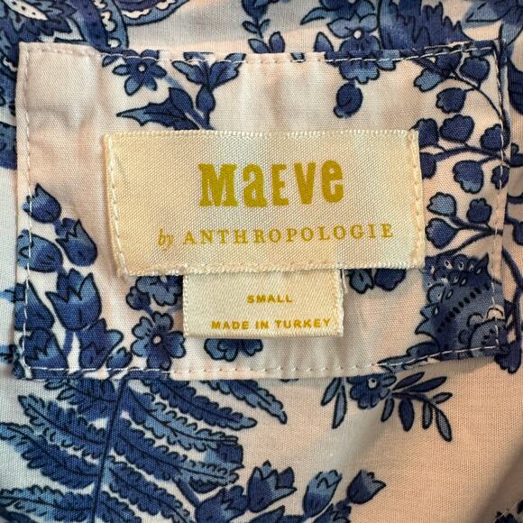 Anthropologie Maeve The Somerset Maxi Dress Blue White Fern Toile - Picture 11 of 12